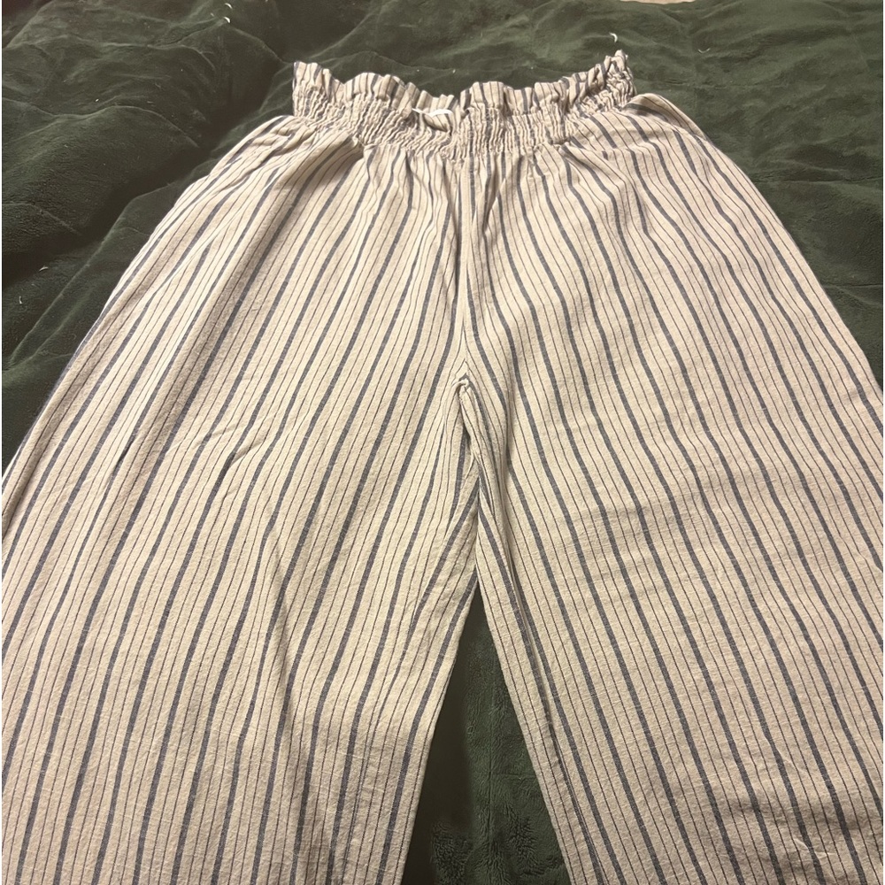 Beautiful altar’ d state pants cream with a pale blue stripe